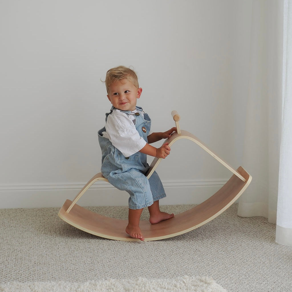 Curved Crescent Rocker – Wooden Balance Board & Ride-On Toy for Kids