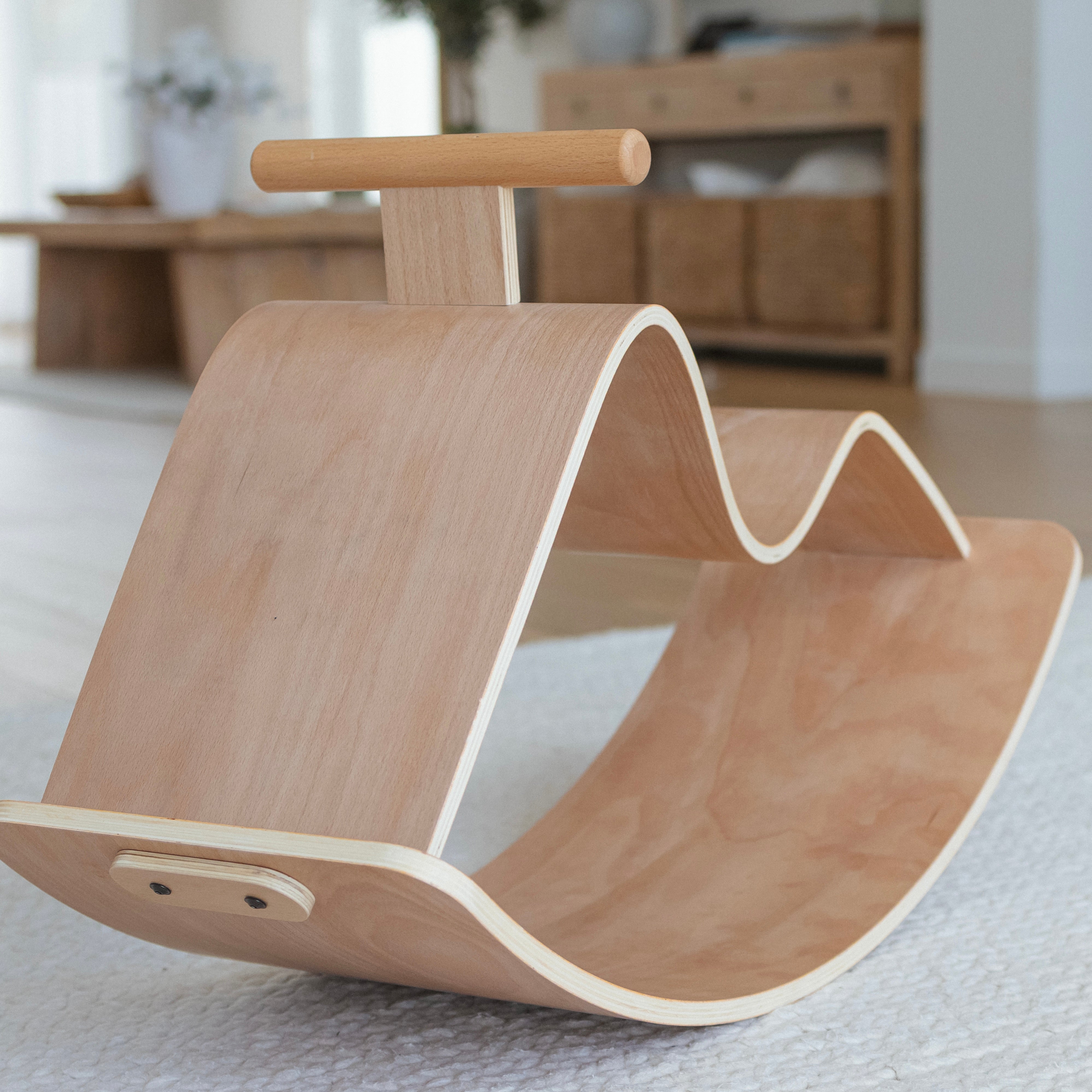 Curved Crescent Rocker – Wooden Balance Board & Ride-On Toy for Kids