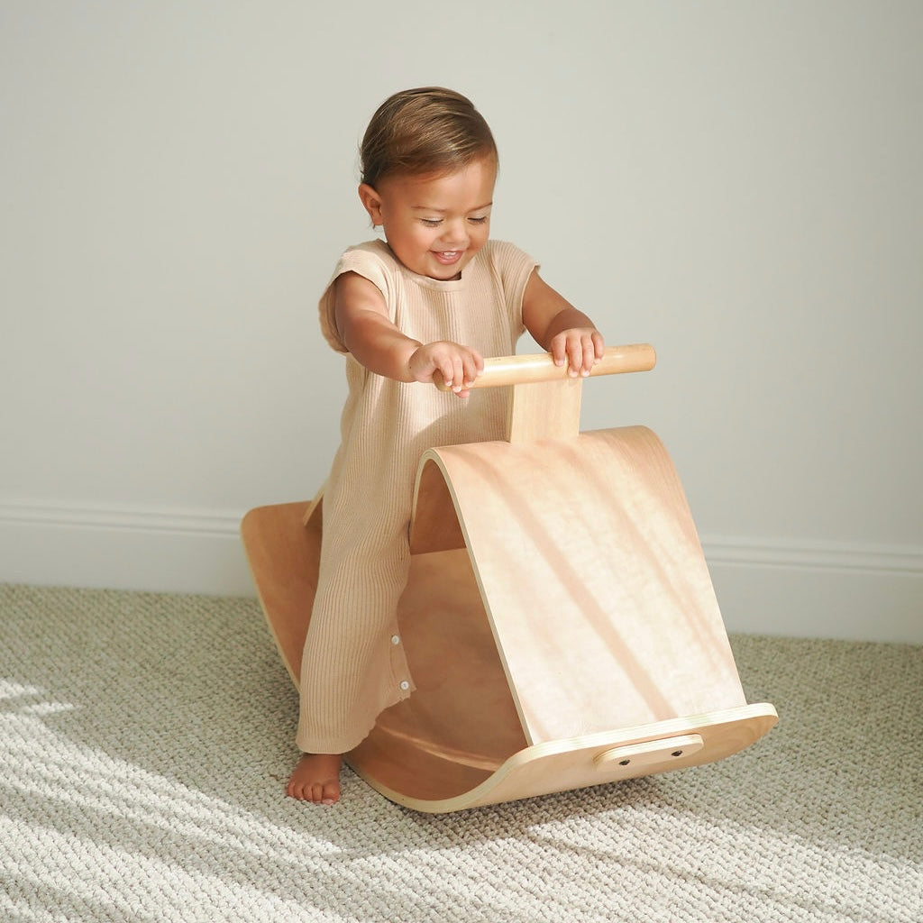 Curved Crescent Rocker – Wooden Balance Board & Ride-On Toy for Kids