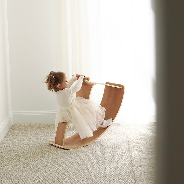 Curved Crescent Rocker – Wooden Balance Board & Ride-On Toy for Kids