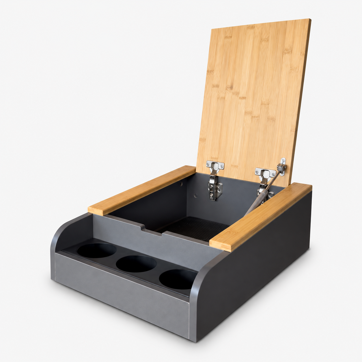 Pre-Assembled Camper Van Center Console – Storage Box with Cup Holder for Front Swivel Seats