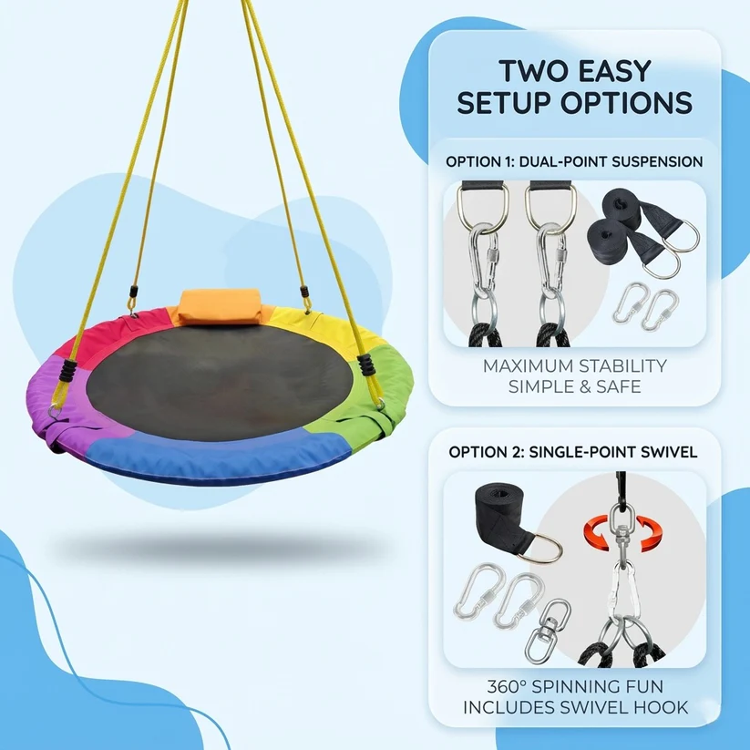 Nest Swing – Heavy-Duty 550 lbs Capacity Round Platform for Indoor & Outdoor