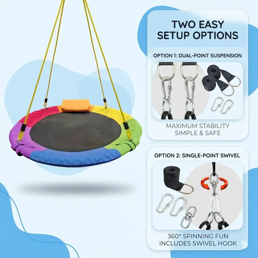 Nest Swing – Heavy-Duty 550 lbs Capacity Round Platform for Indoor & Outdoor