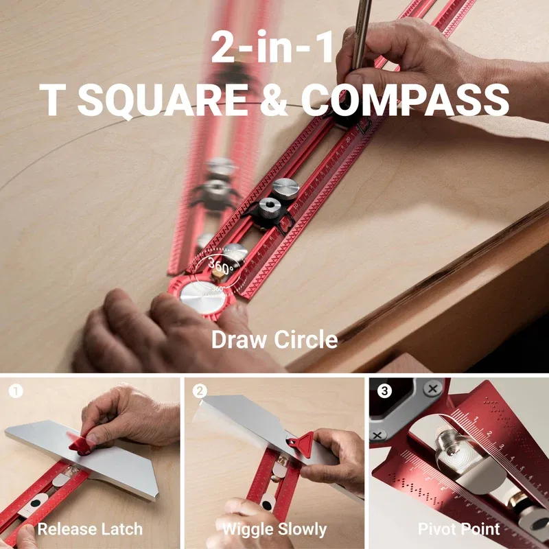 Precision Woodworking Scriber – T‑Square Layout Tool for Accurate Marking & Drilling 📐✨