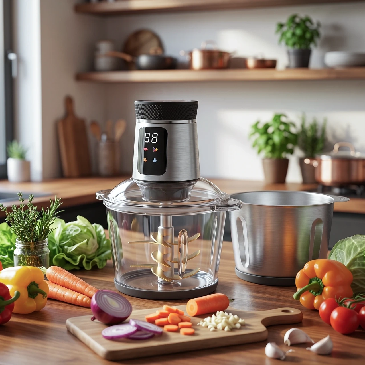 Multifunctional Electric Chopper – 1000W Food Processor with 9-Blade System & Dual 3L Bowls
