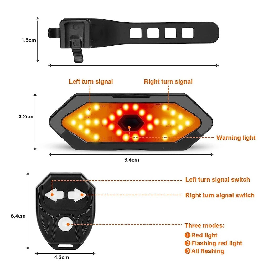 Wireless Remote LED Bike Light – Turn Signal Indicator for Cycling Safety