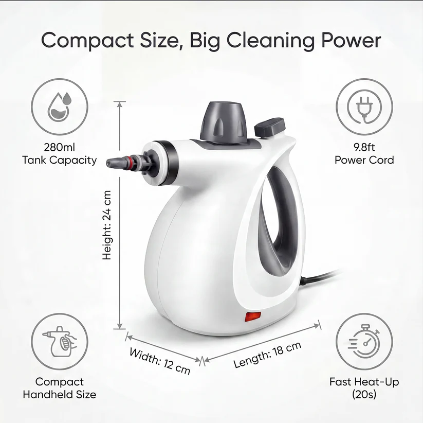 Handheld Steam Cleaner – Chemical-Free Deep Cleaning for Home & Kitchen 💨🧼🏠