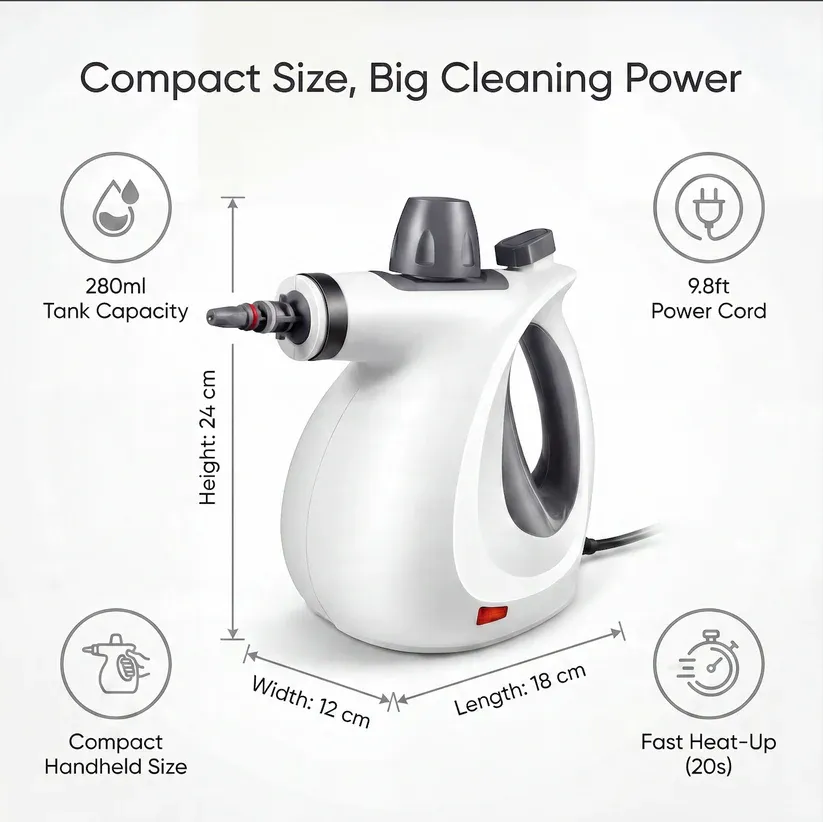 Handheld Steam Cleaner – Chemical-Free Deep Cleaning for Home & Kitchen 💨🧼🏠