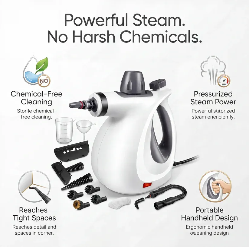 Handheld Steam Cleaner – Chemical-Free Deep Cleaning for Home & Kitchen 💨🧼🏠
