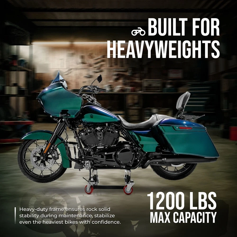 Let's Roll Heavy-Duty Cruiser Motorcycle Dolly – 1,100 LB Capacity, Sideways Roll, No Tie-Down Required