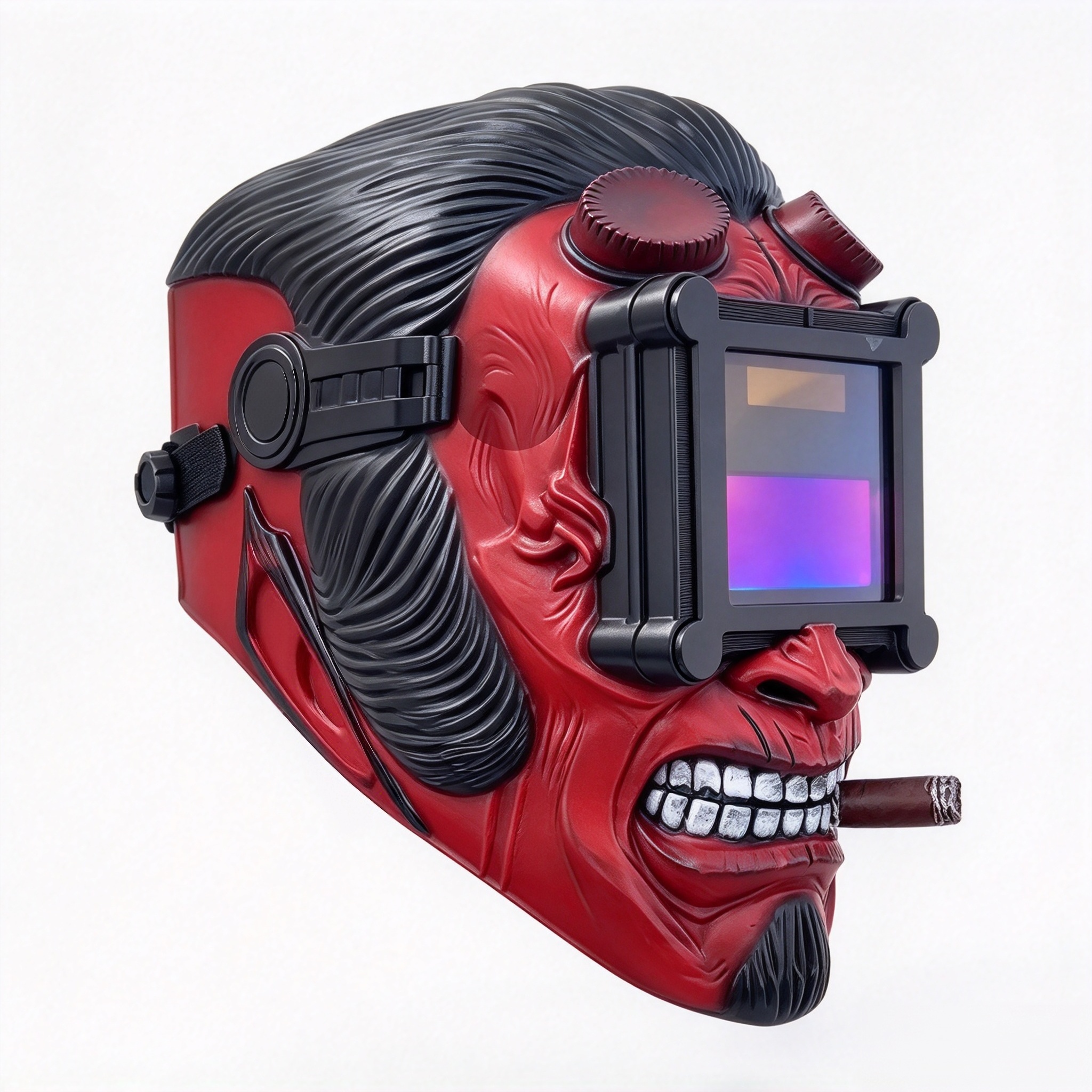 Demon-Style Welding Mask – Magnetic Cigar Detail, Bold Character-Inspired Design