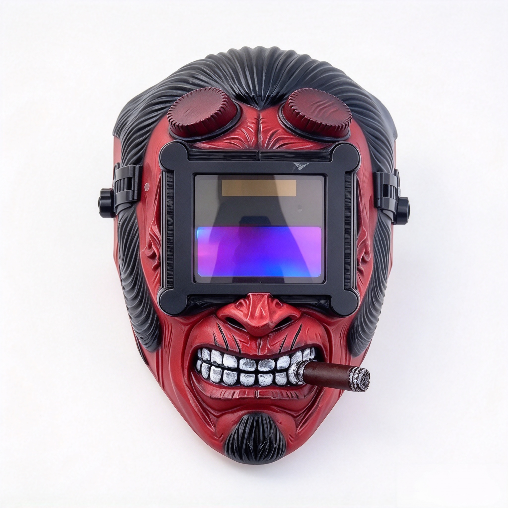 Demon-Style Welding Mask – Magnetic Cigar Detail, Bold Character-Inspired Design
