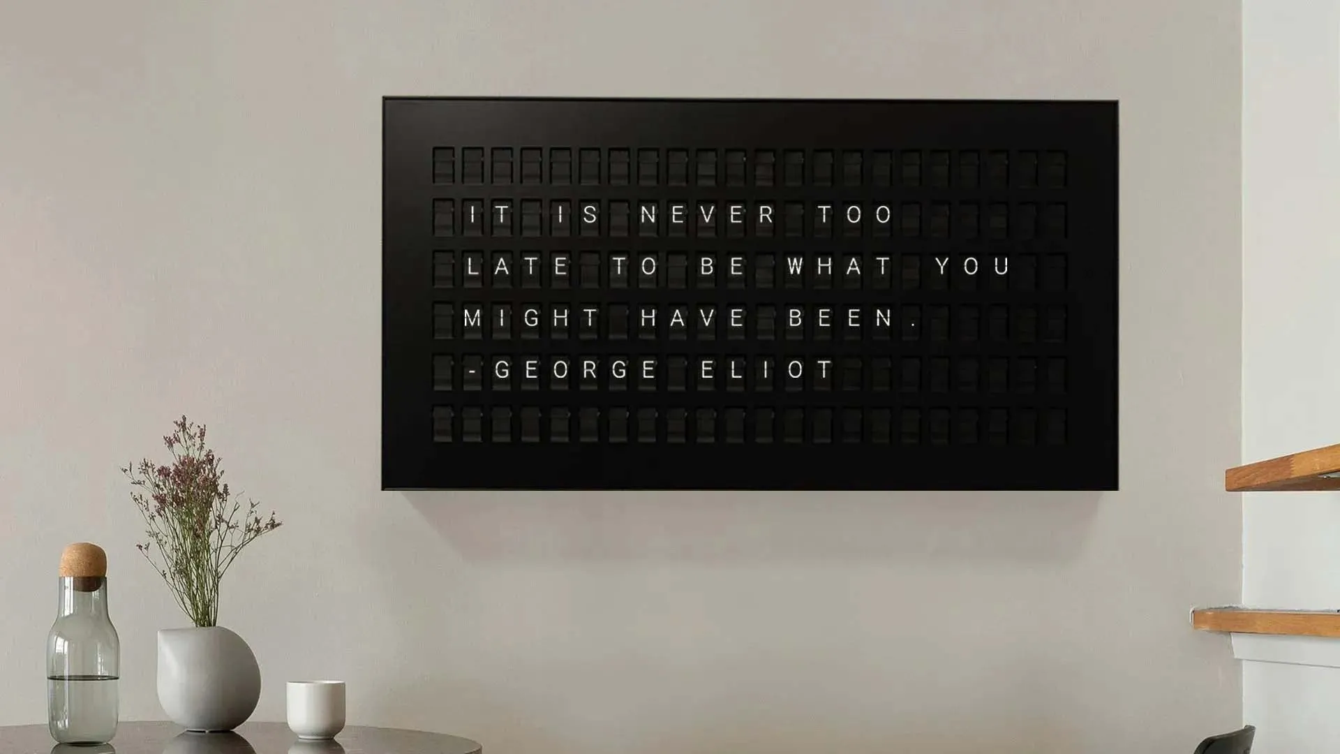 Smart messaging display mounted in a modern home