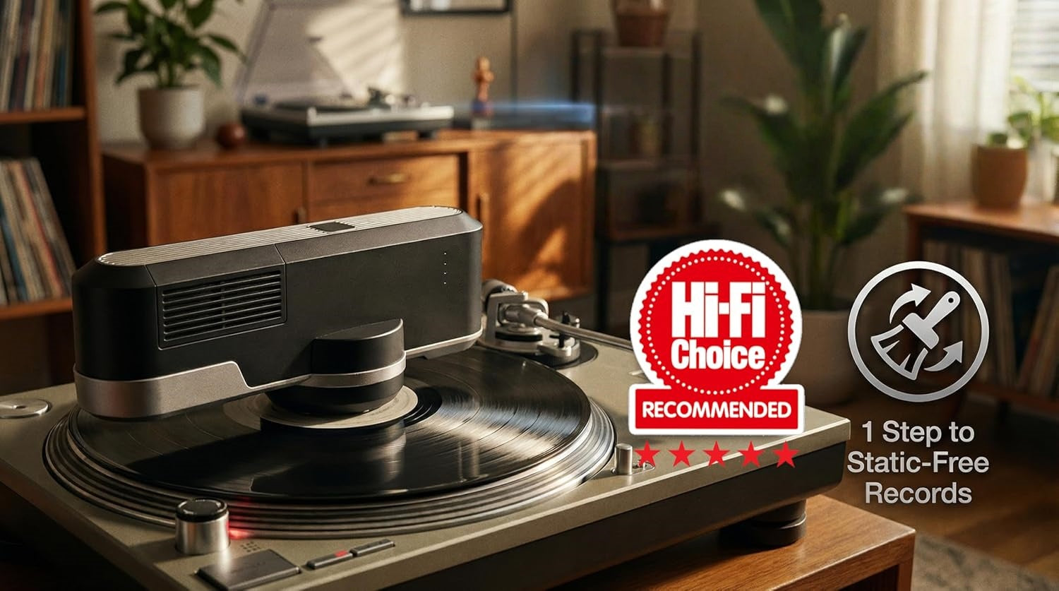 Static Eliminator – 360° Rotating Anti-Static Ionizer &amp; Dust Cleaner for Vinyl Records Hi-Fi Turntables