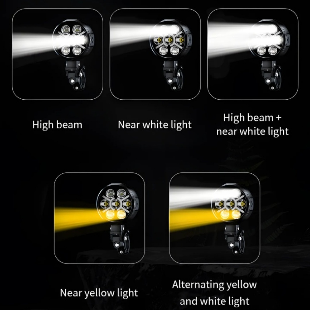 Motorcycle Auxiliary Driving Lights – 14,800LM Multi-Mode LED System with Turn Signal Sync