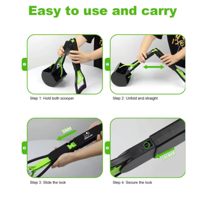 Long Handle Foldable Pet Poop Scoop, No-Bend, Odor-Free Waste Picker for Dogs & Cats