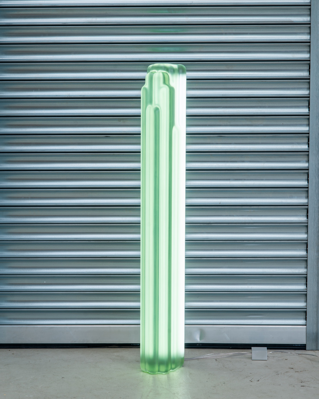 Frosted Green Column Floor Lamp | Minimalist Ambient Lighting