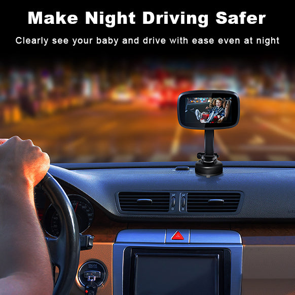 1080P Baby Car Mirror – 4.3" Monitor | 170° Wide View | Night Vision