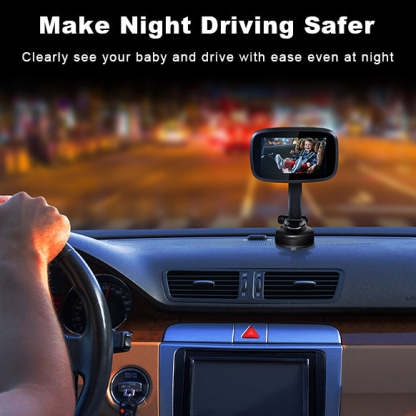 1080P Baby Car Mirror – 4.3" Monitor | 170° Wide View | Night Vision