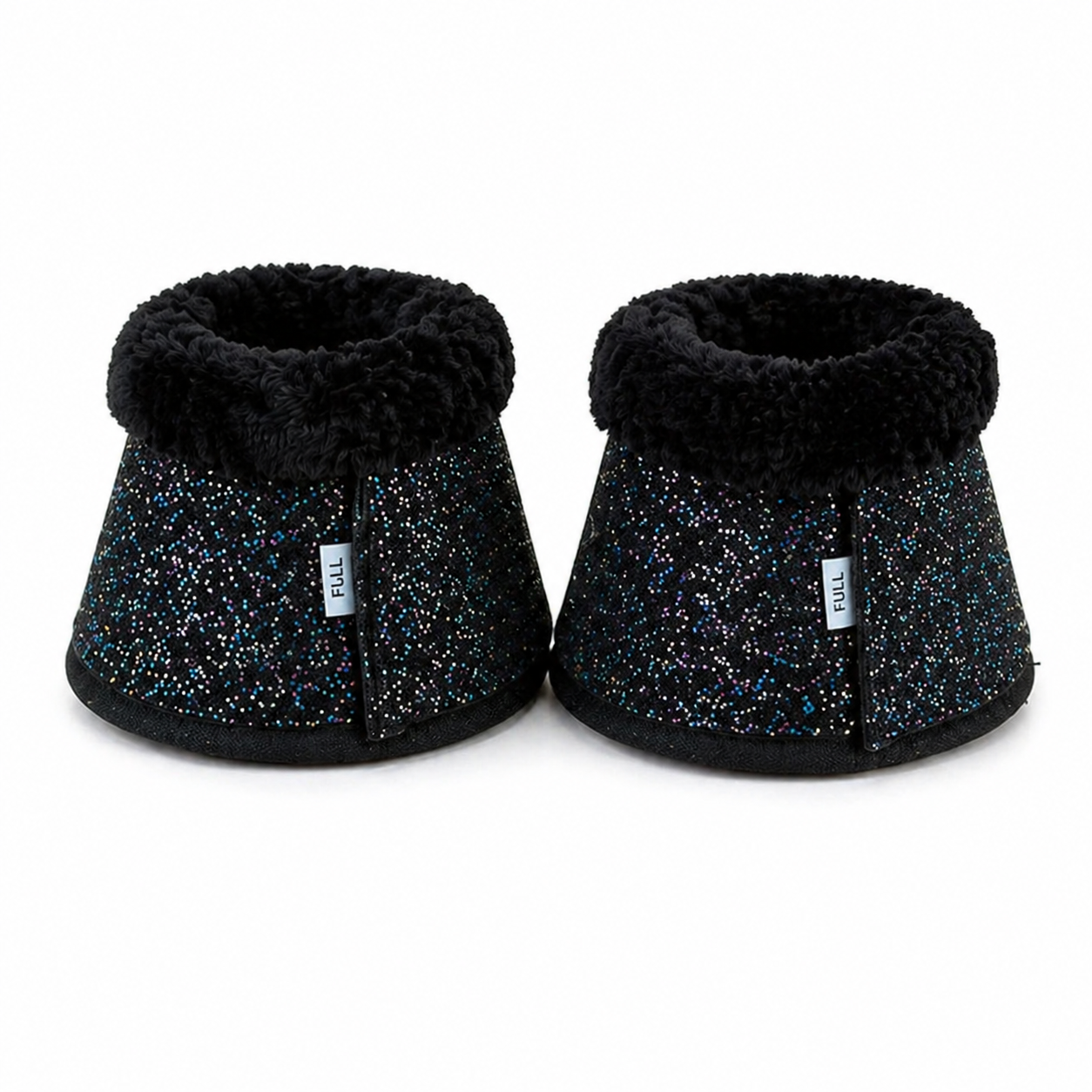 Shiny Black Star Bell Boots for Horses – Protective Horse Leg Gear