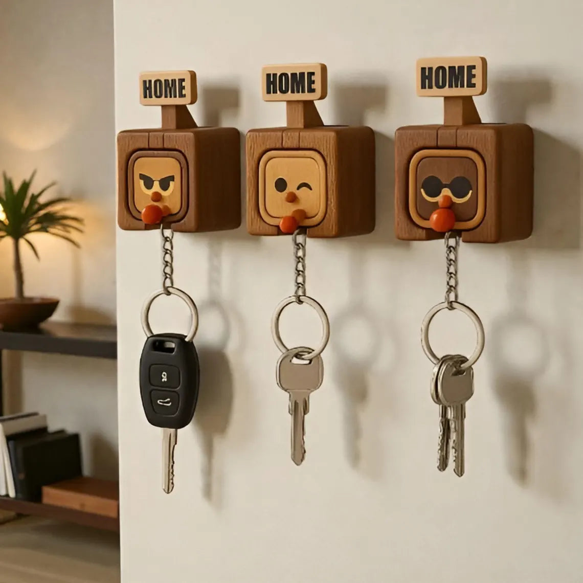 Wooden Key Holder – Funny Face Wall Mount