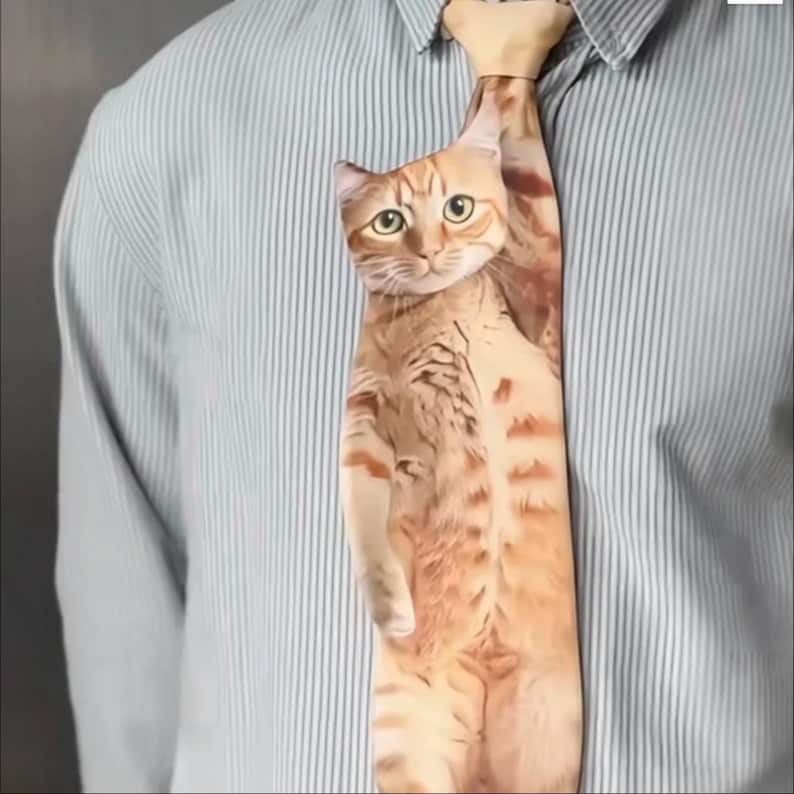 Purrfectly Novelty Cat Shape Tie 🐱👔 – Cute Kawaii Animal Necktie for Cat Lovers