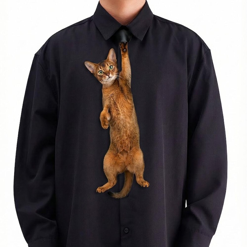 Purrfectly Novelty Cat Shape Tie 🐱👔 – Cute Kawaii Animal Necktie for Cat Lovers