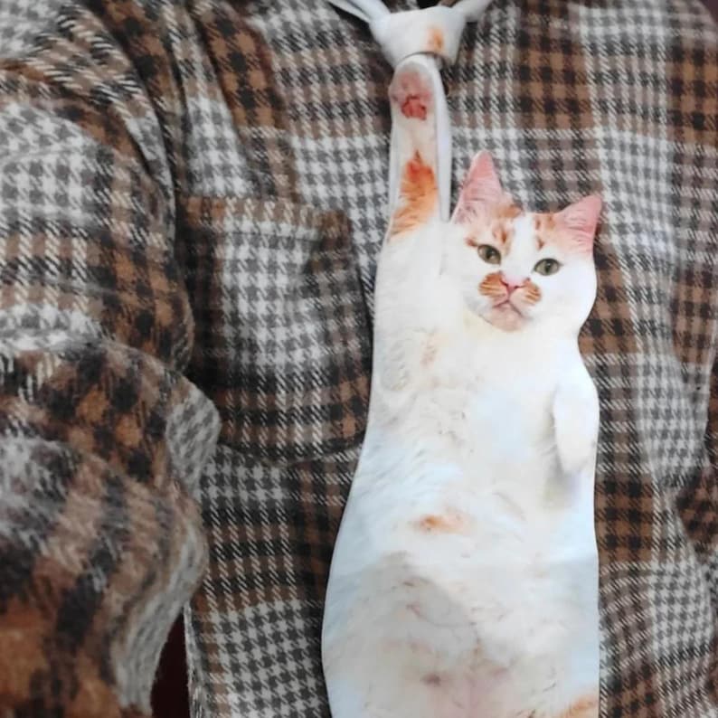 Purrfectly Novelty Cat Shape Tie 🐱👔 – Cute Kawaii Animal Necktie for Cat Lovers