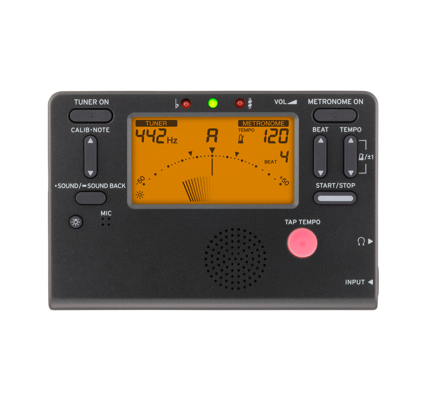 Combination instrument tuner metronome