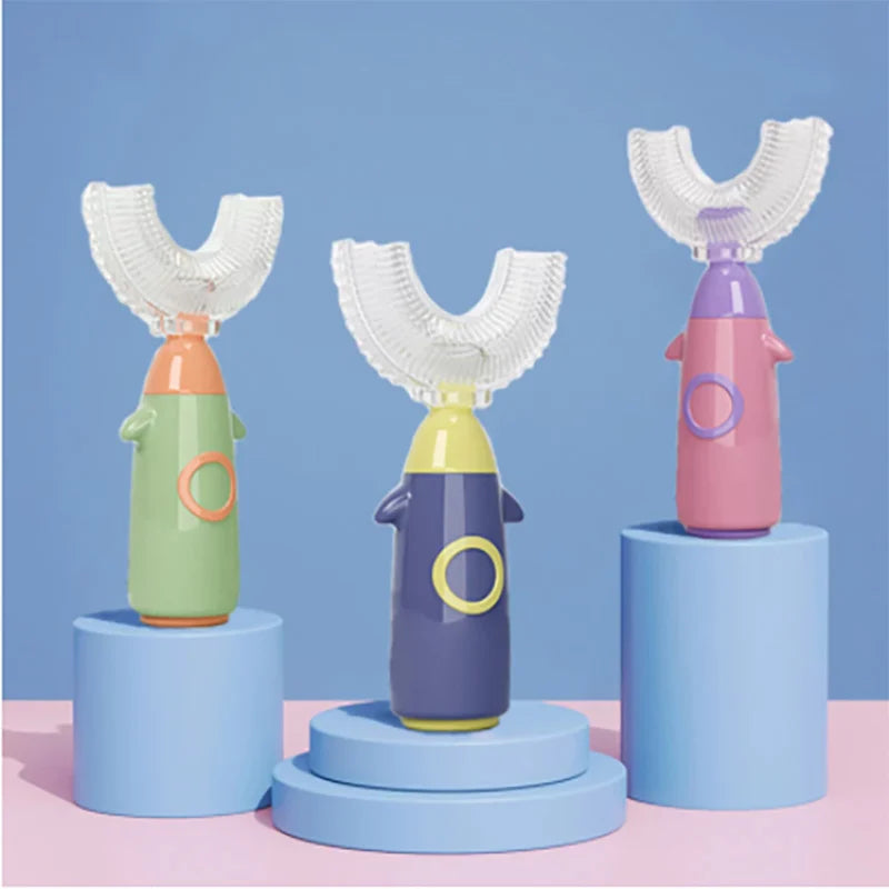 U-Shaped Silicone Toothbrush for Children Aged 1–12