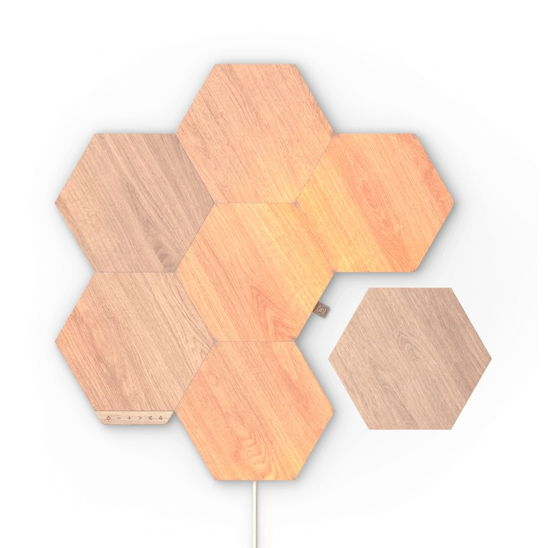 Smart Wooden Light Panels – Modular Hexagonal Wall Lighting with Real Birch Veneer 🌿💡✨
