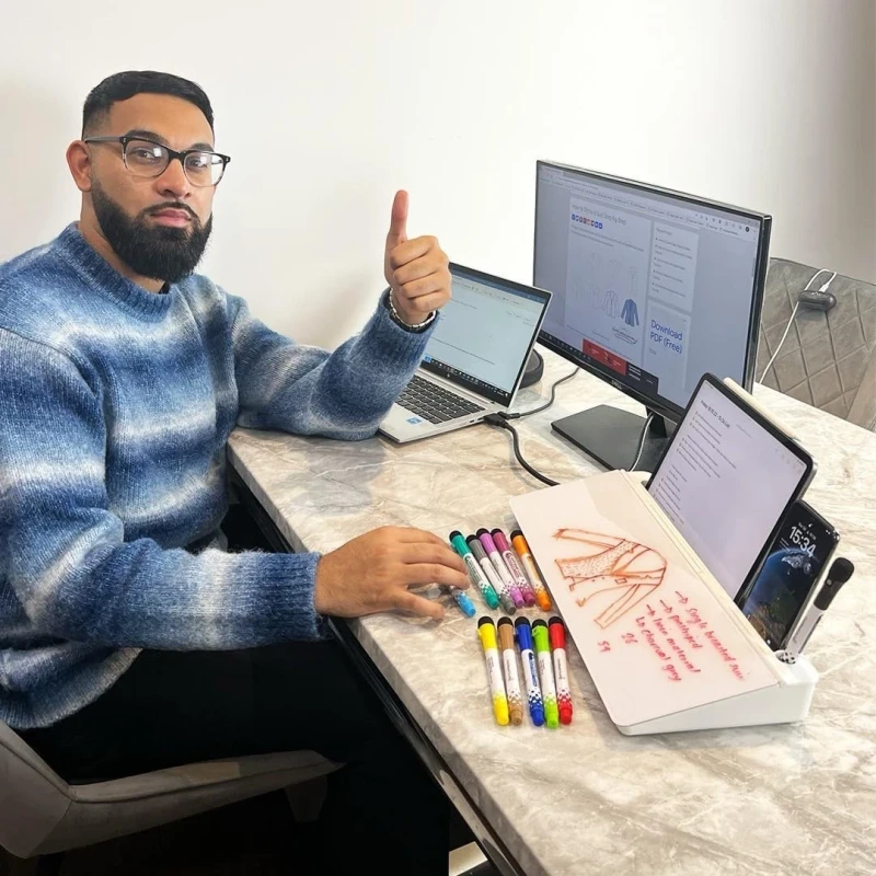 Desktop Whiteboard with Marker Set