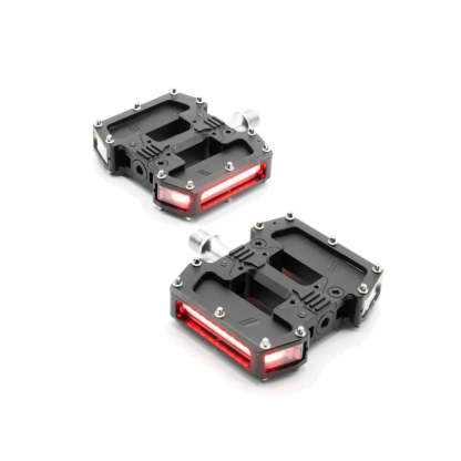 Flat Pedals with Integrated Bike Lights – High Traction for Road and Off-Road Riding