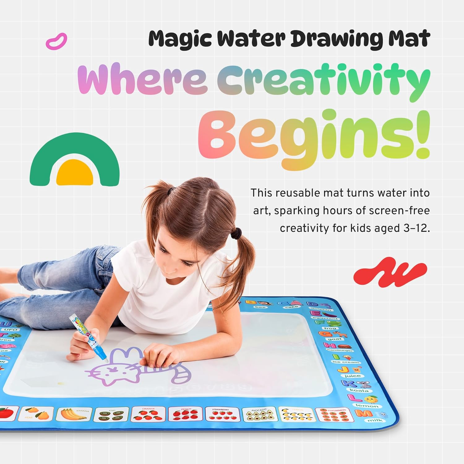 Magic Water Drawing Mat That Glows & Grows Creativity! ✨🌈