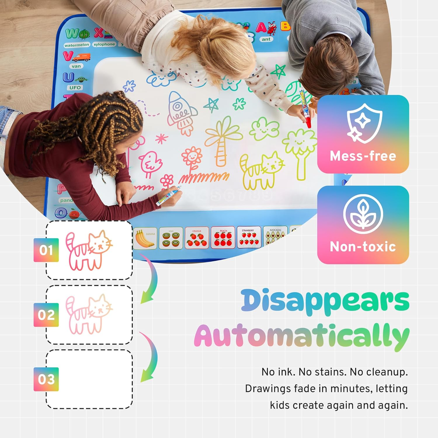 Magic Water Drawing Mat That Glows & Grows Creativity! ✨🌈