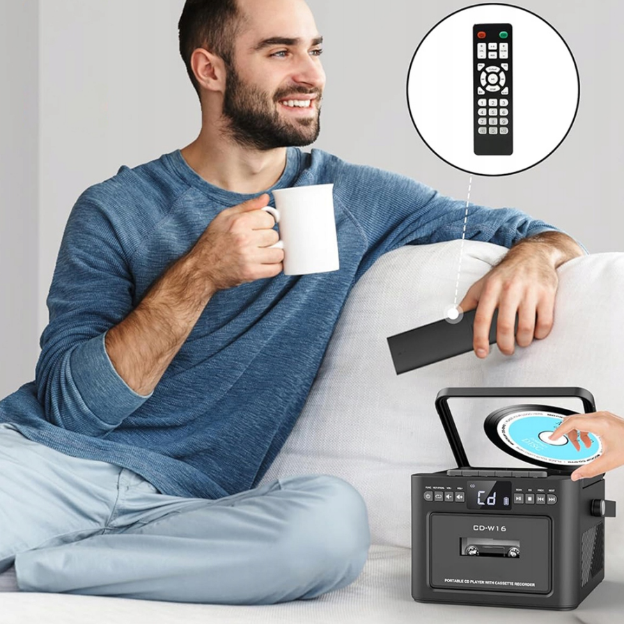 Portable CD & Cassette Boombox Player