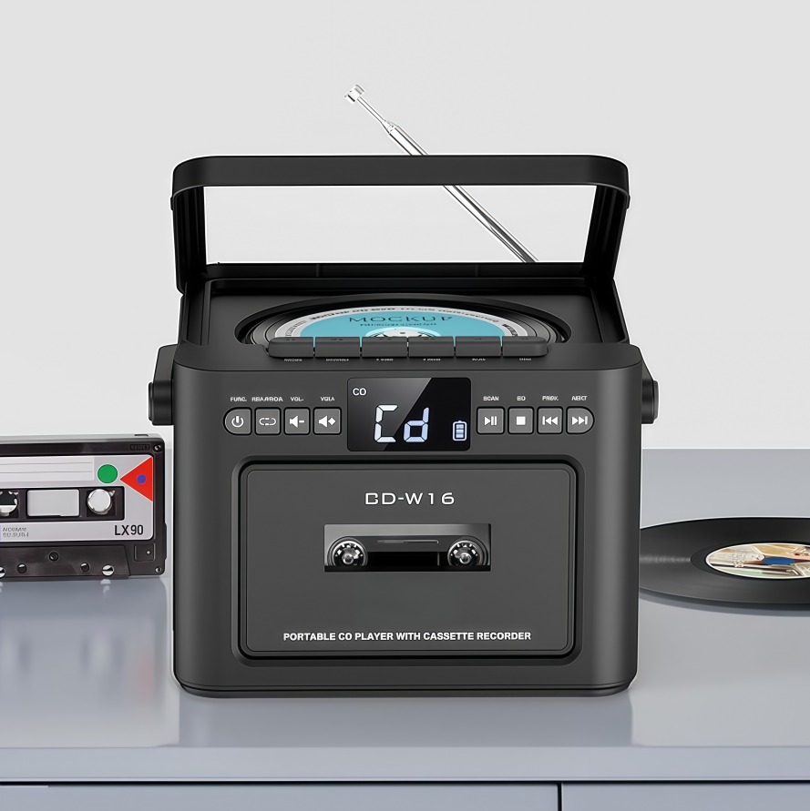 Portable CD & Cassette Boombox Player