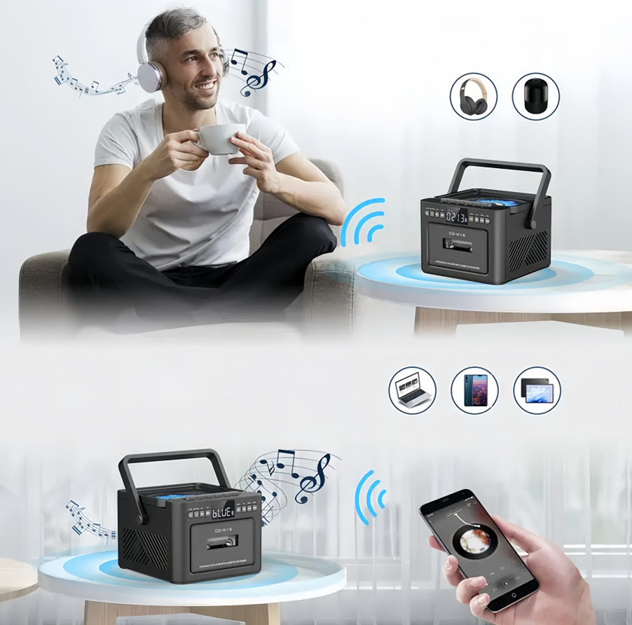 Portable CD & Cassette Boombox Player