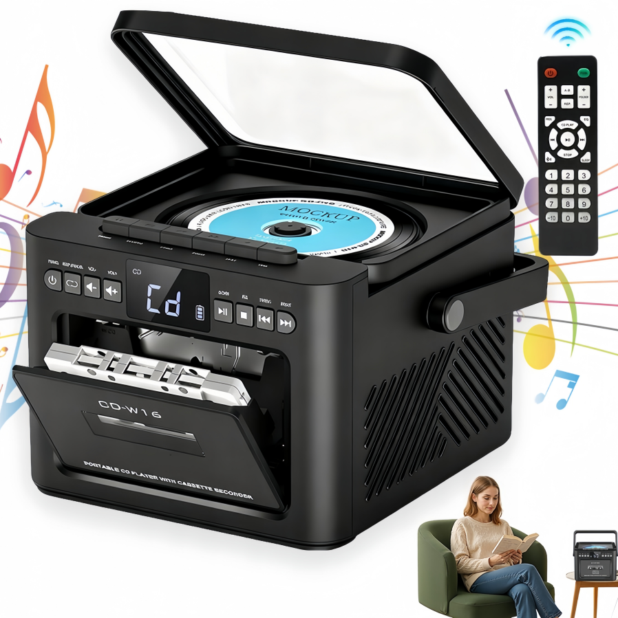 Portable CD & Cassette Boombox Player