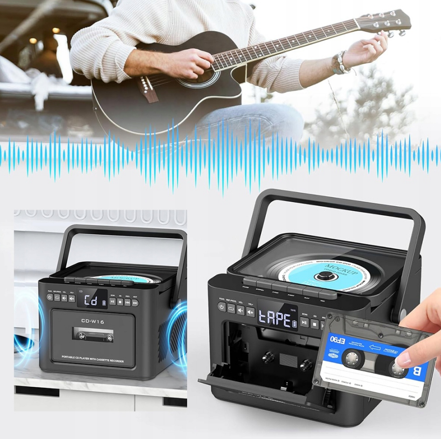 Portable CD & Cassette Boombox Player