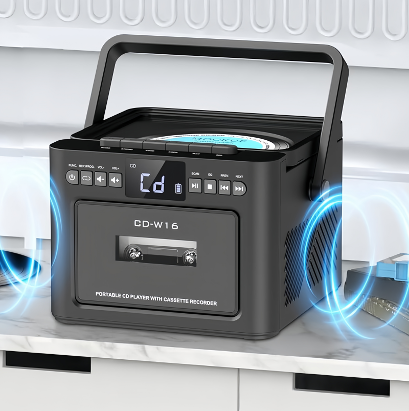 Portable CD & Cassette Boombox Player