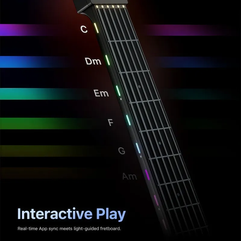 Interactive Digital Guitar with Soft Silicone Strings – Beginner-Friendly Portable Music Instrument for Easy Learning & Fun