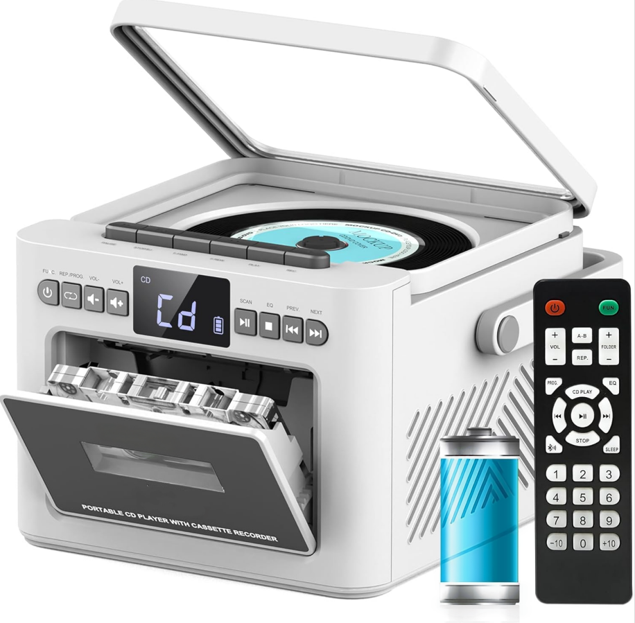 Portable CD & Cassette Boombox Player