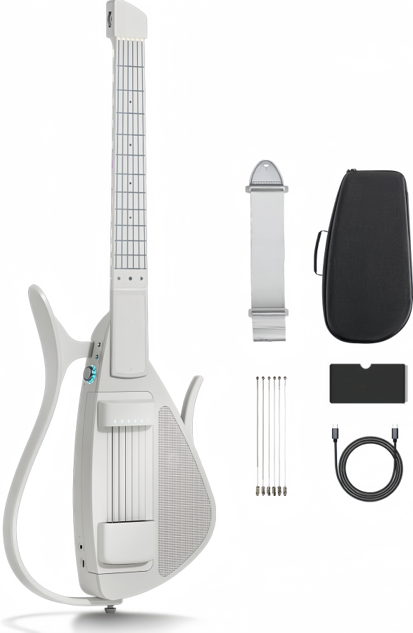 Interactive Digital Guitar with Soft Silicone Strings – Beginner-Friendly Portable Music Instrument for Easy Learning & Fun