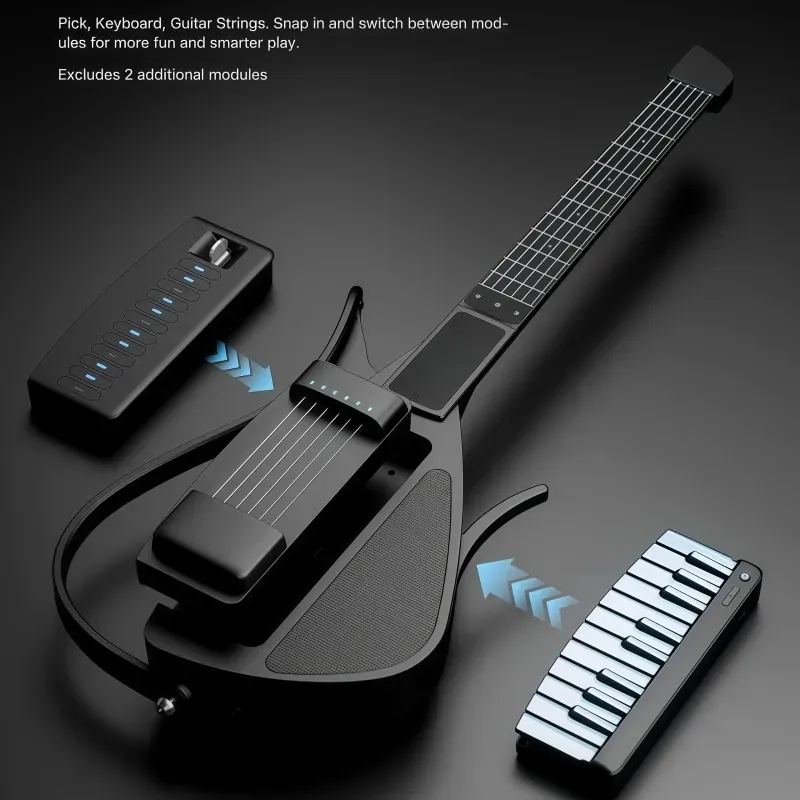 Interactive Digital Guitar with Soft Silicone Strings – Beginner-Friendly Portable Music Instrument for Easy Learning & Fun