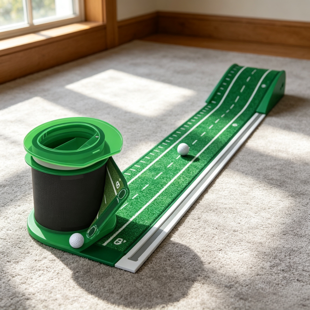 Portable Golf Putting Mat with Ball Return System