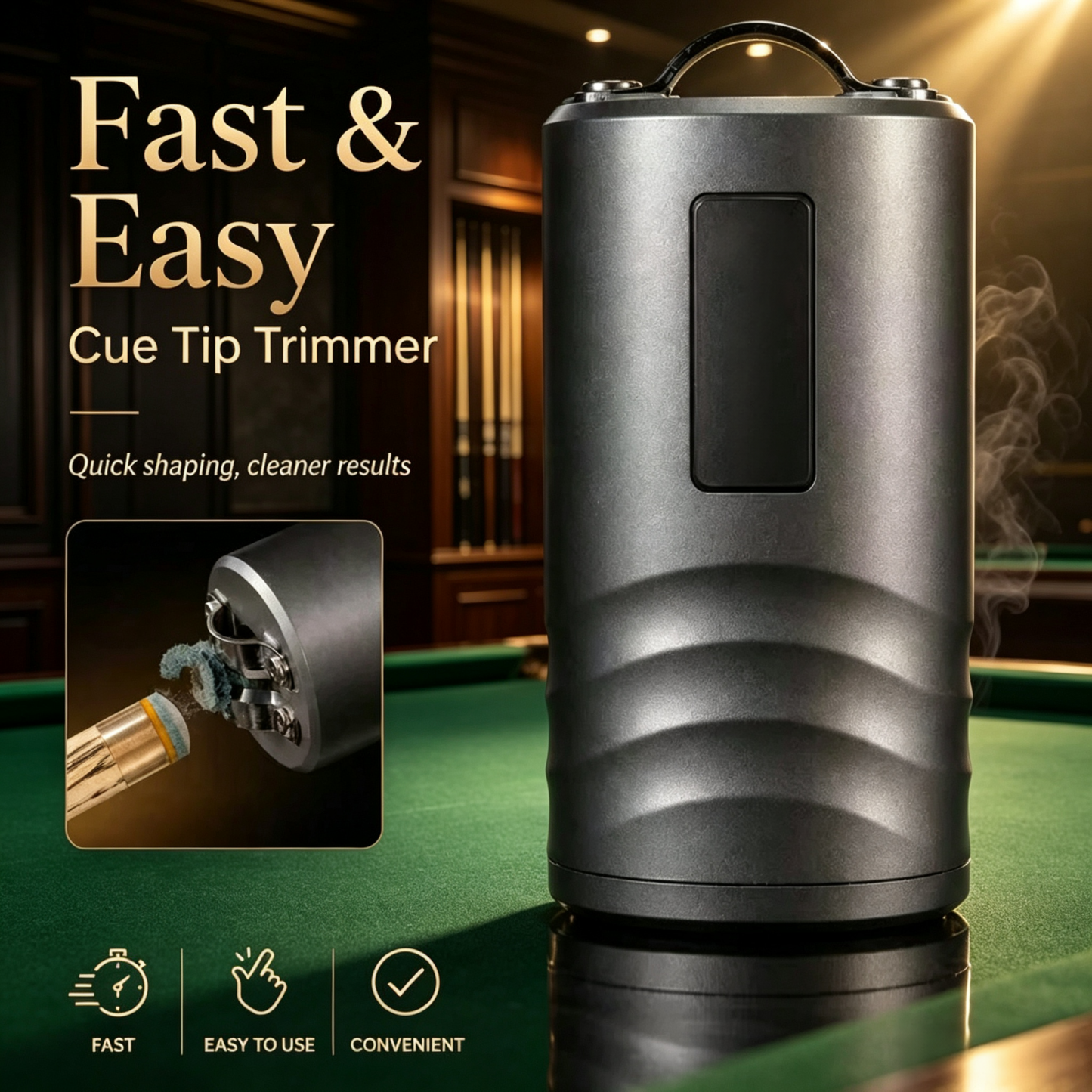 Professional Pool Cue Tip Repair Tool Set – 3-in-1 Cue Shaper, Trimmer & Ferrule Leveler for Precision Cue Maintenance