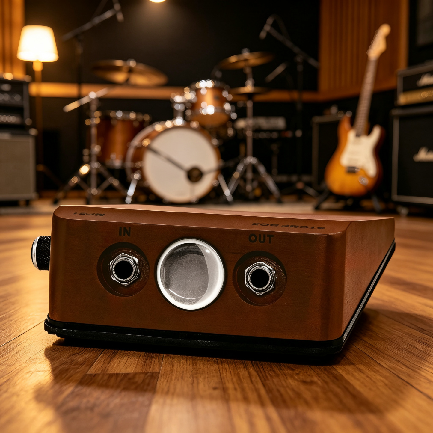 Solid Mahogany Stomp Box – Powerful Percussion for Guitarists & Live Performers