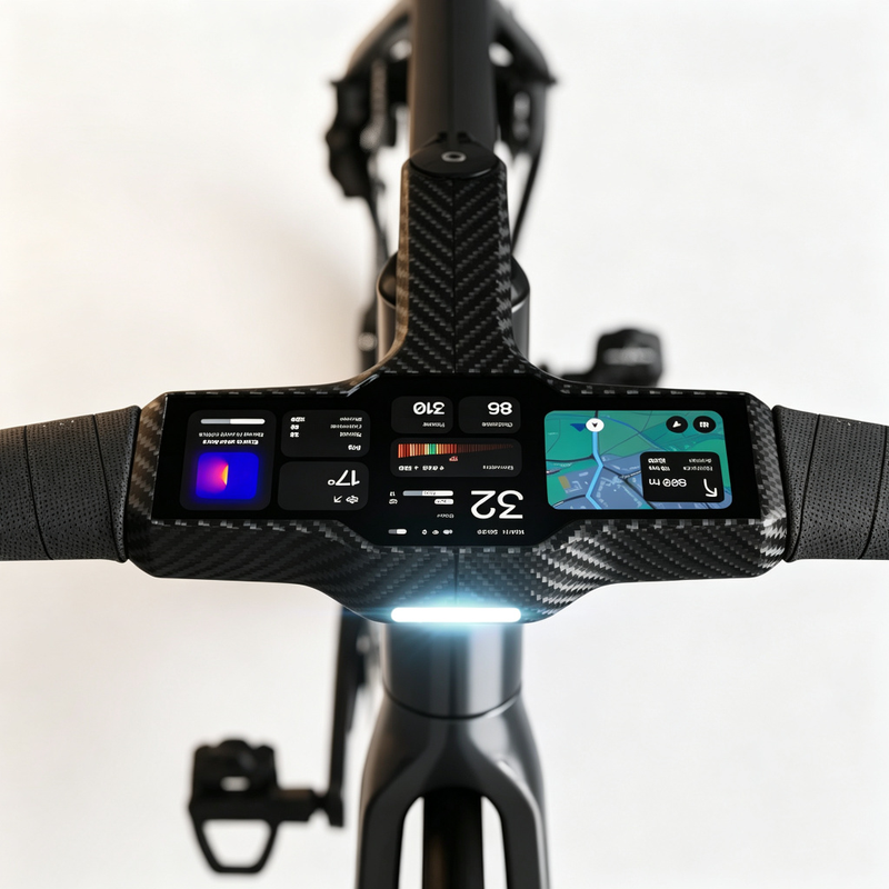 Smart Cycling Cockpit – Integrated GPS Navigation, Touchscreen, Lighting & Safety System