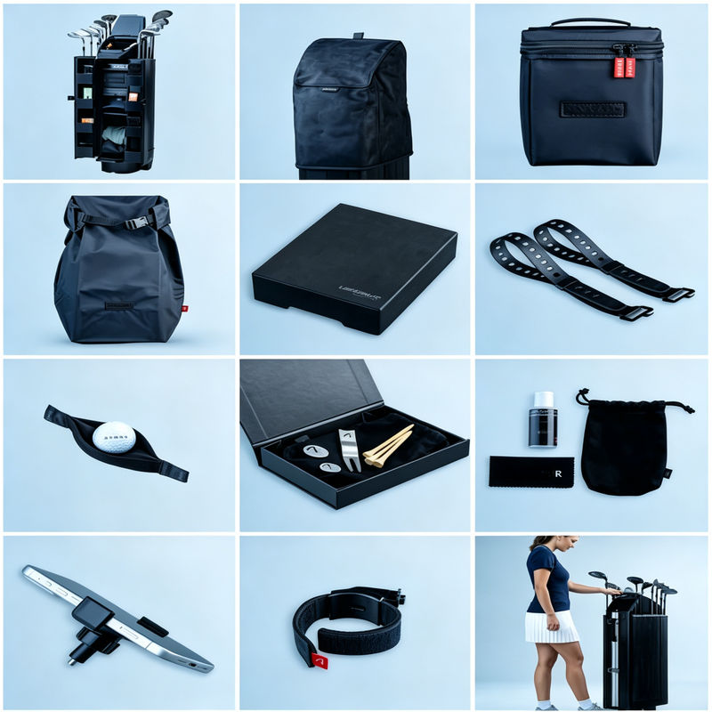 Premium Golf Bag Connect Suite – Smart 14-Club Storage, Wheels & Cart Accessories
